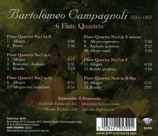 Quartetti per flauto e archi - CD Audio di Bartolomeo Campagnoli,Ensemble Il Demetrio,Maurizio Schiavo - 2
