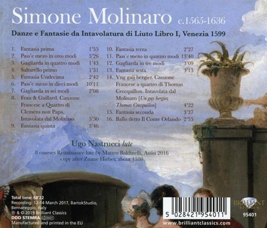 Danze e Fantasie da intavolatura di liuto. Libro I Venezia 1599 - CD Audio di Simone Molinaro,Ugo Nastrucci - 2
