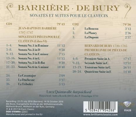 Sonate e pezzi per clavicembalo - CD Audio di Jean Barrière,Luca Quintavalle - 2