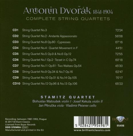 Quartetti per archi completi - CD Audio di Antonin Dvorak,Stamic Quartet - 2
