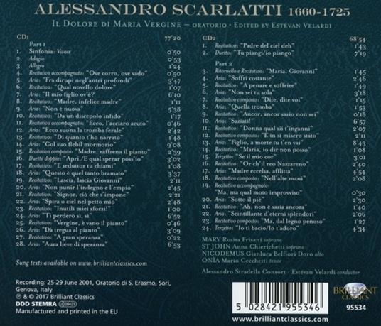 Il dolore di Maria Vergine (Oratorio) - CD Audio di Alessandro Scarlatti,Estevan Velardi - 2