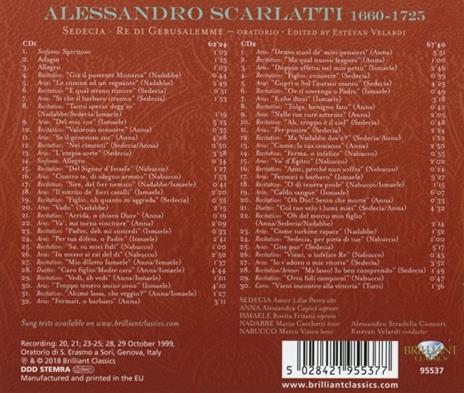 Sedecia, Re di Gerusalemme. Oratorio - CD Audio di Alessandro Scarlatti,Estevan Velardi - 2