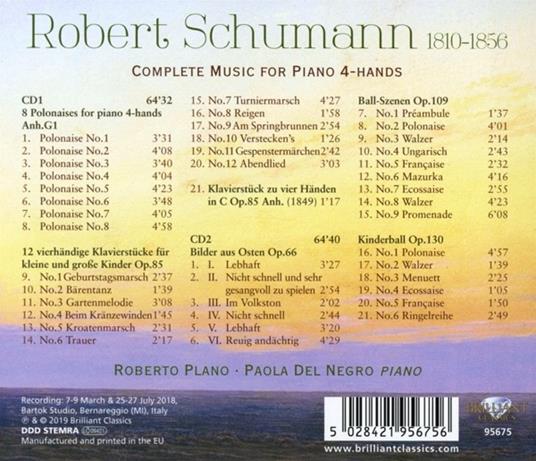 Musica completa per pianoforte a 4 mani - CD Audio di Roberto Plano - 2