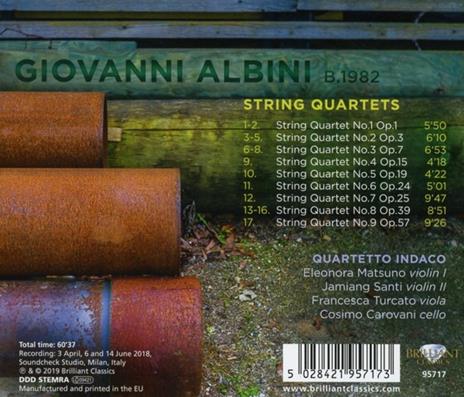 Quartetti per archi n.1, n.2, n.3, n.4, n.5, n.6, n.7, n.8, n.9 - CD Audio di Giovanni Albini,Quartetto Indaco - 2