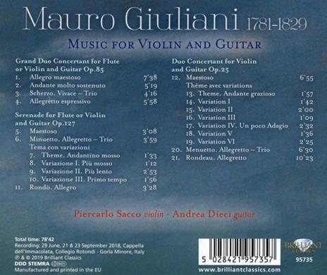 Duo concertante per violino e chitarra - CD Audio di Mauro Giuliani - 2