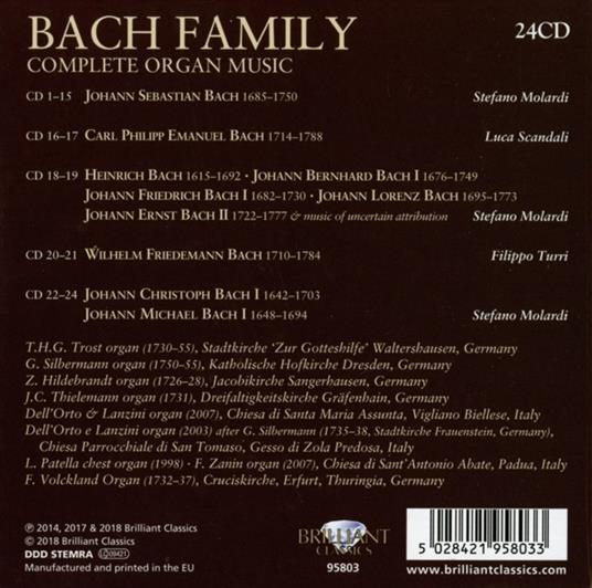 Bach Family. Integrale Della Musica per Organo - CD Audio - 2