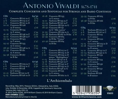 Concerti e sinfonie per archi e basso continuo - CD Audio di Antonio Vivaldi,Archicembalo Ensemble - 2