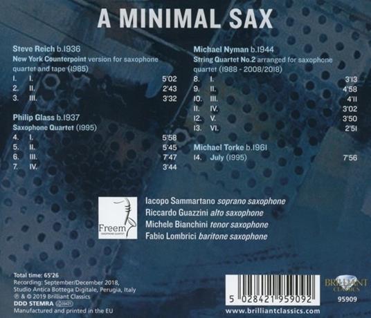 A Minimal Sax - CD Audio di Freem Saxophone Quartet - 2