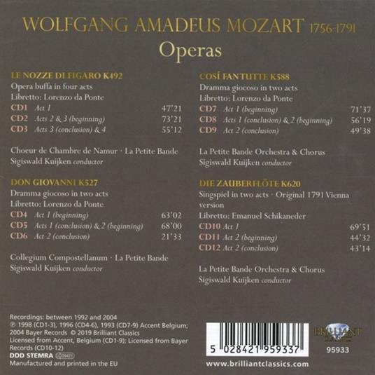 Mozart Operas - CD Audio di Wolfgang Amadeus Mozart,Sigiswald Kuijken - 2