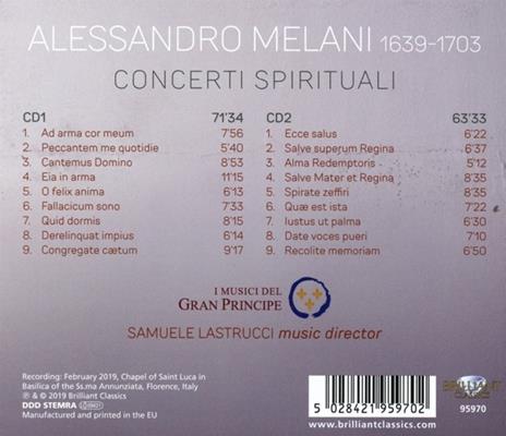 Concerti spirituali op.3 - CD Audio di Alessandro Melani,I Musici del Gran Principe - 2