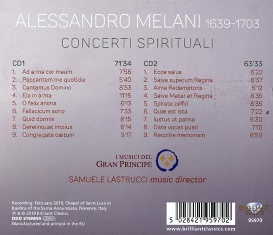 Concerti spirituali op.3 - CD Audio di Alessandro Melani,I Musici del Gran Principe - 2