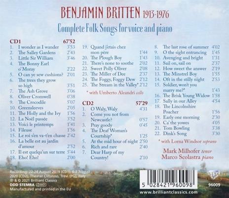 Complete Folk Songs for Voice and Piano - CD Audio di Benjamin Britten,Mark Milhofer - 3