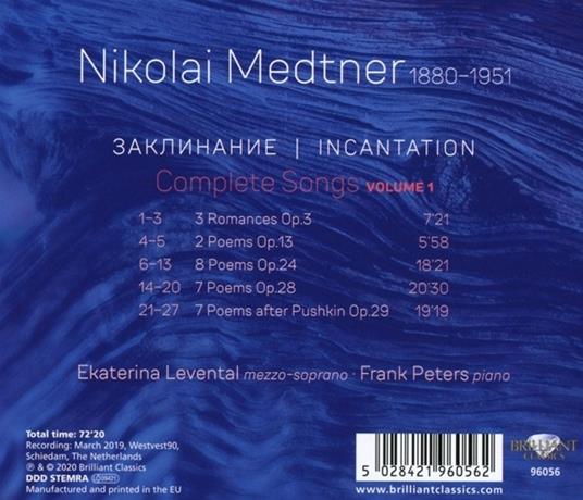Incantation. Complete Songs Vol.1 - CD Audio di Nikolaj Medtner - 2
