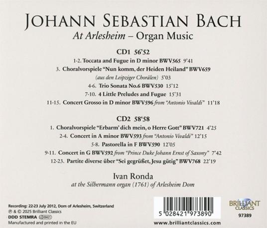 J.S. Bach At Arlesheim - CD Audio di Johann Sebastian Bach,Ivan Ronda - 2