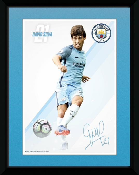 Stampa In Cornice 15x20 cm. Manchester City. Silva 16/17