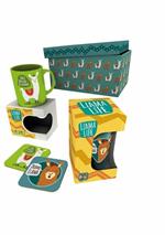 Set Bicchiere Colorato+Tazza+Set Sottobicchieri Llama. Llama Box