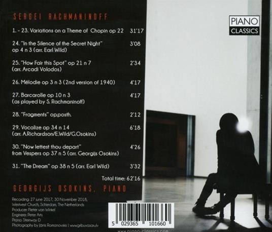 Variazioni su un tema di Chopin op.22 - CD Audio di Sergei Rachmaninov,Georgijs Osokins - 2