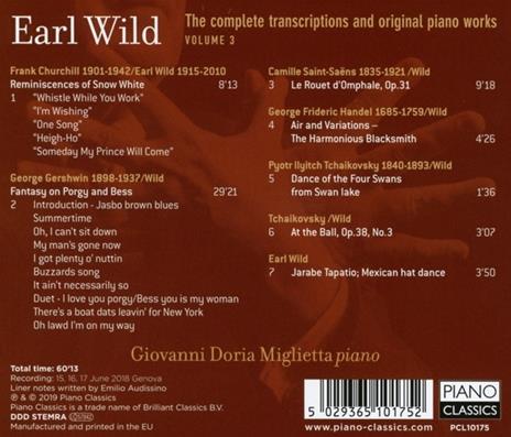 Trascrizioni e opere originali per pianoforte vol.3 - CD Audio di Earl Wild,Giovanni Doria Miglietta - 2