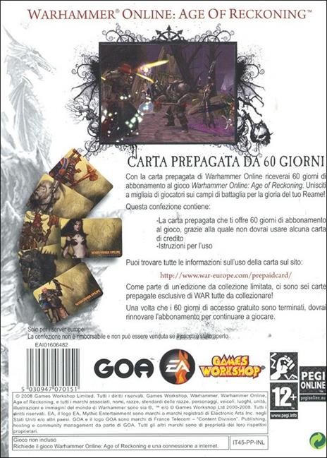 Warhammer Online. Carte Pre-Pagate - 2