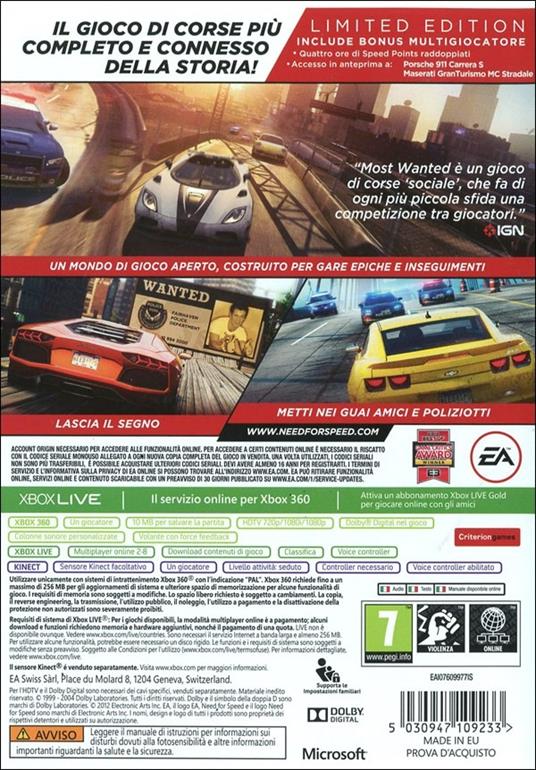 Electronic Arts Need for Speed: Most Wanted - Limited Edition, Xbox 360 Inglese - 17