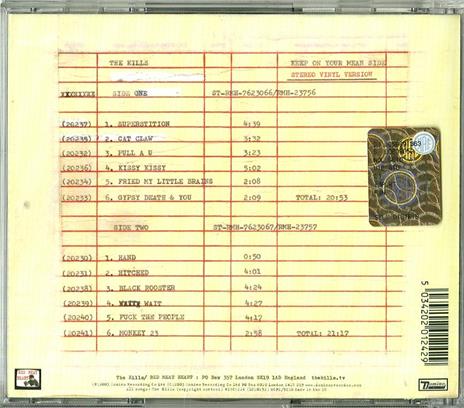 Keep on your Mean Side - CD Audio di Kills - 2