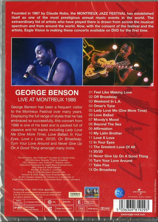 George Benson. Live At Montreux 1986 (DVD) - DVD di George Benson - 2