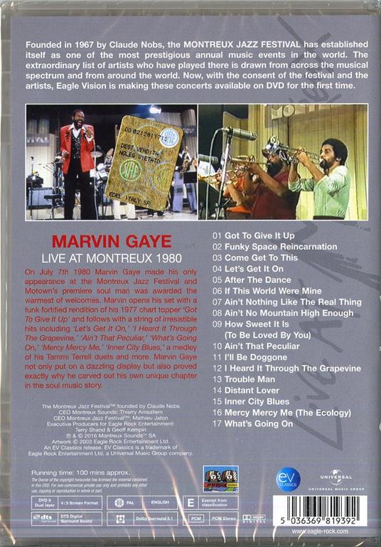 Marvin Gaye. Live at Montreux 1980 (DVD) - DVD di Marvin Gaye - 2
