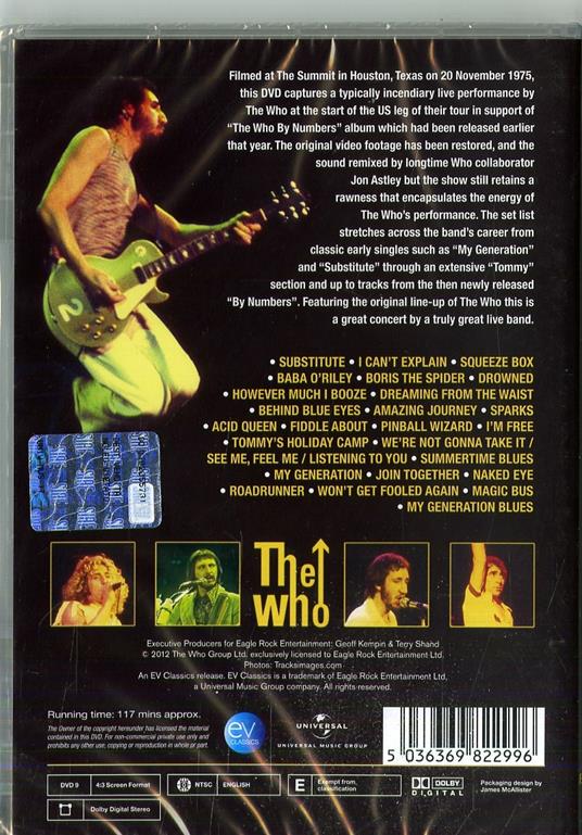 Live in Texas ’75 (DVD) - DVD di Who - 2
