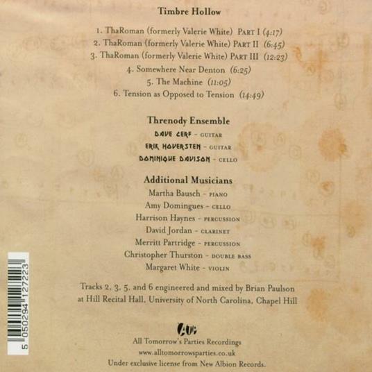 Timbre Hollow - CD Audio di Threnody Ensemble - 2