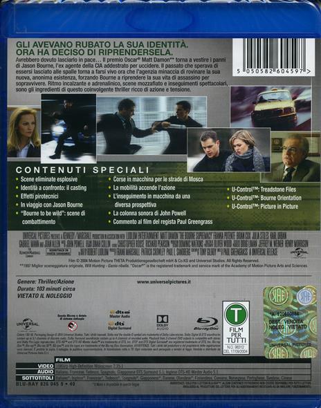 The Bourne Supremacy di Paul Greengrass - Blu-ray - 2