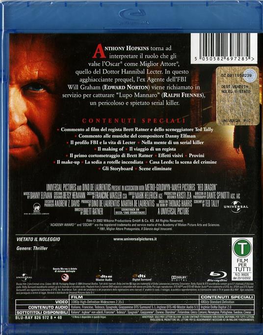 Red Dragon (Blu-ray) - Blu-ray - Film di Brett Ratner Giallo