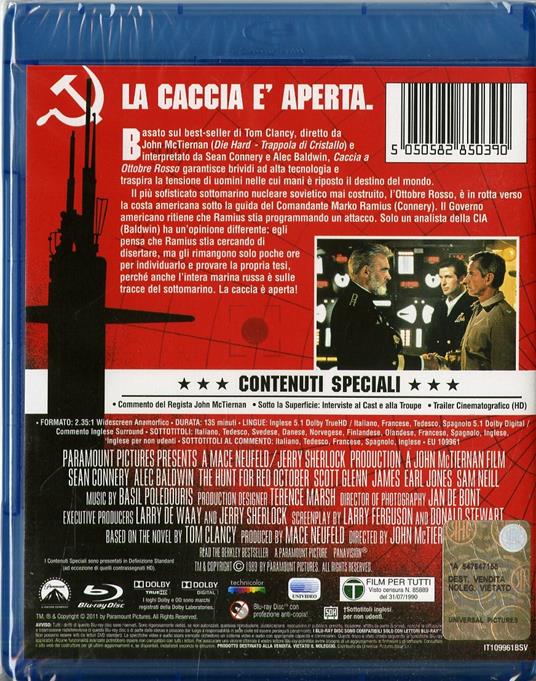 Caccia a Ottobre Rosso di John McTiernan - Blu-ray - 2