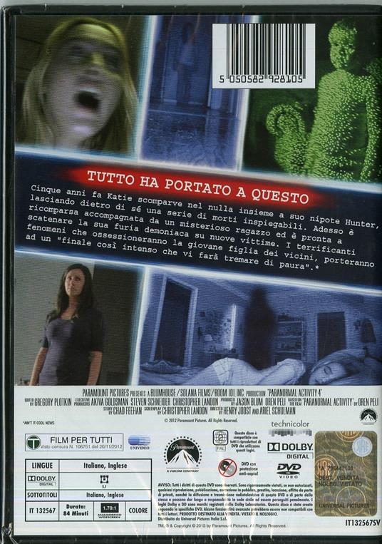 Paranormal Activity 4 di Ariel Schulman,Henry Joost - DVD - 2