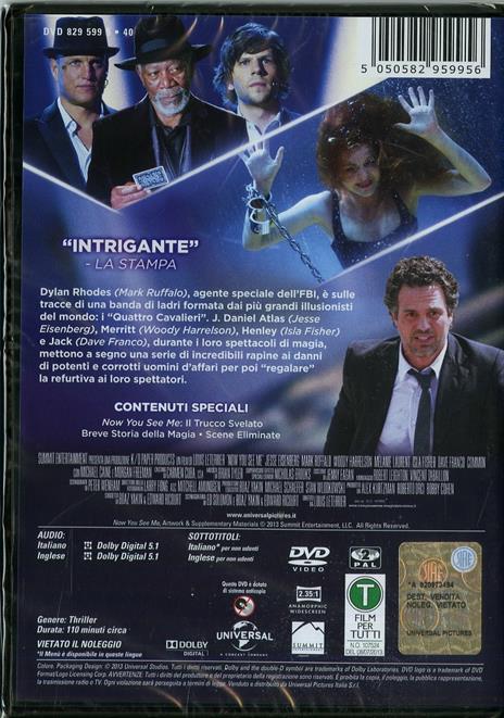 Now You See Me. I maghi del crimine di Louis Leterrier - DVD - 2