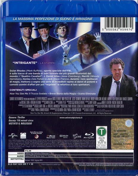Now You See Me. I maghi del crimine di Louis Leterrier - Blu-ray - 2