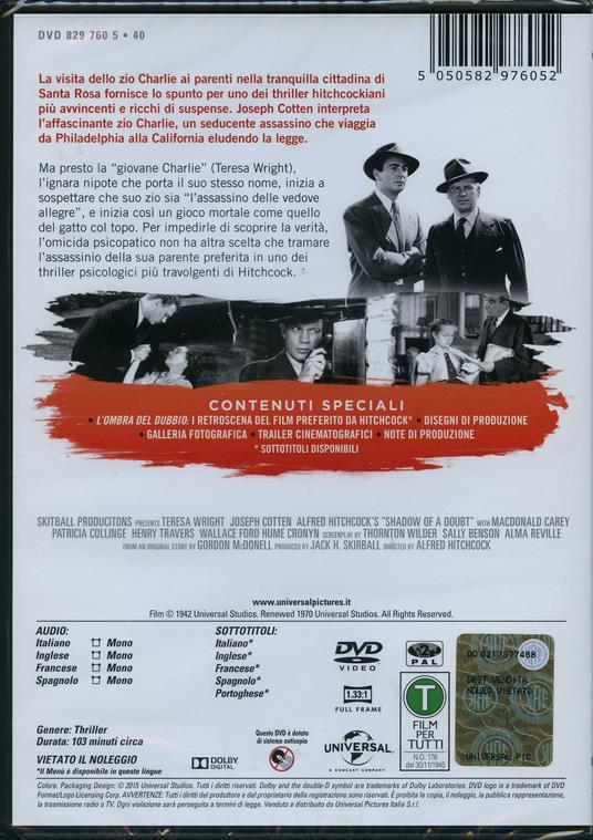 L' ombra del dubbio di Alfred Hitchcock - DVD - 2