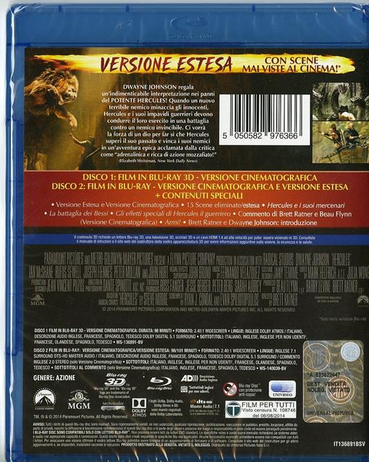 Hercules. Il guerriero 3D (Blu-ray + Blu-ray 3D) di Brett Ratner - 2