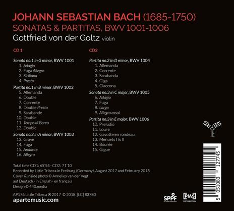 Sonate e partite - CD Audio di Johann Sebastian Bach,Gottfried von der Goltz - 2