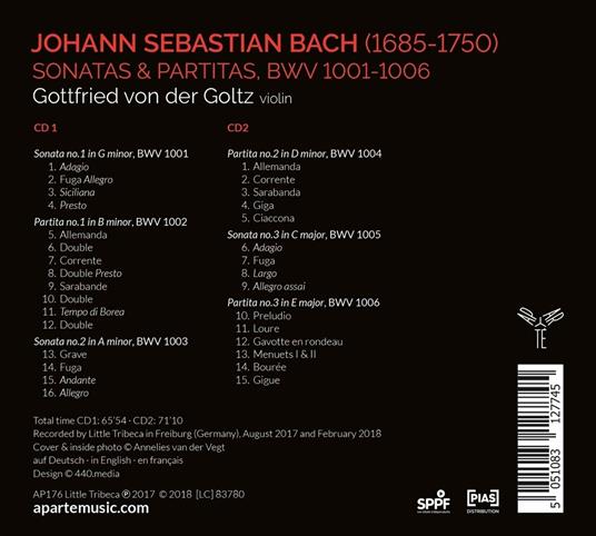 Sonate e partite - CD Audio di Johann Sebastian Bach,Gottfried von der Goltz - 2