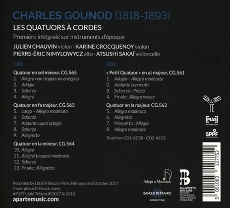 Quartetti per archi integrale - CD Audio di Charles Gounod - 2