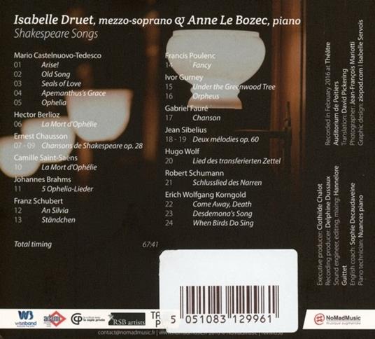 Shakespeare Songs - CD Audio di Isabelle Druet - 2