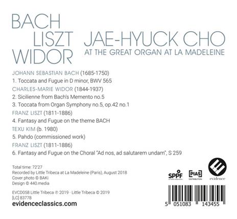 Composizioni per organo - CD Audio di Johann Sebastian Bach,Franz Liszt,Charles-Marie Widor,Jae-Hyuck Cho - 2