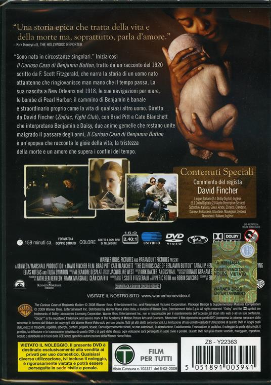 Il curioso caso di Benjamin Button (1 DVD) di David Fincher - DVD - 2