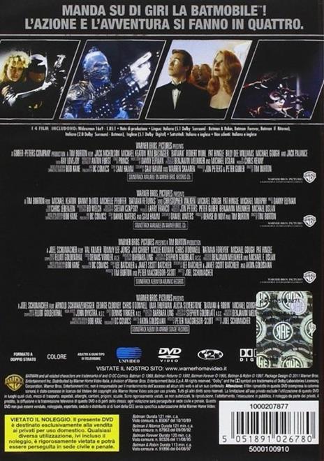 4 grandi film. Batman Collection (4 DVD) di Tim Burton,Joel Schumacher - 2