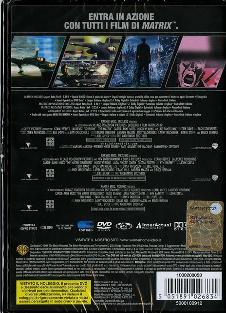 4 grandi film. Matrix Collection (4 DVD) di Peter Chung,Andy Jones,Yoshiaki Kawajiri,Takeshi Koike,Mahiro Maeda,Andy Wachowski,Larry Wachowski - 2