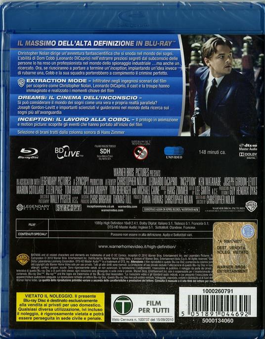 Inception di Christopher Nolan - Blu-ray - 2