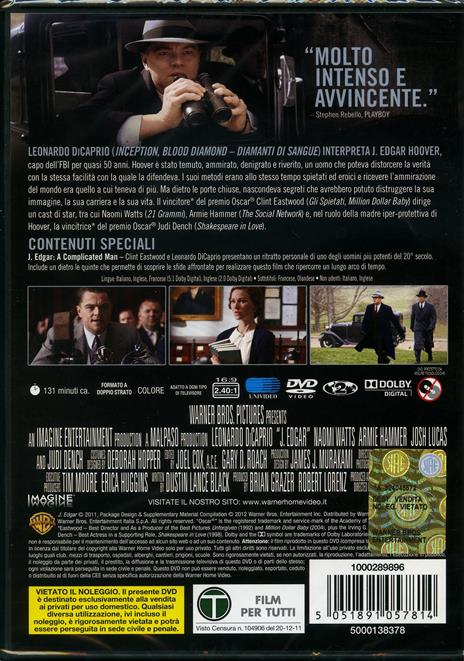 J. Edgar di Clint Eastwood - DVD - 2