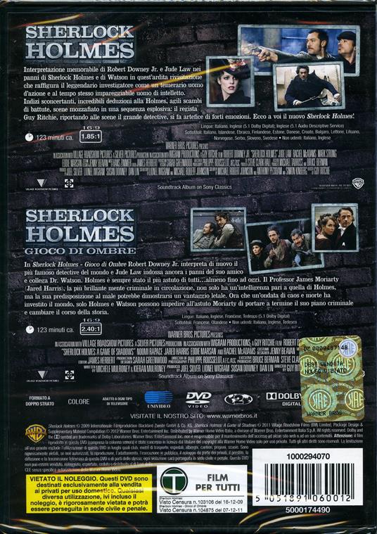 Sherlock Holmes - Sherlock Holmes. Gioco di ombre (2 DVD) di Guy Ritchie - 2