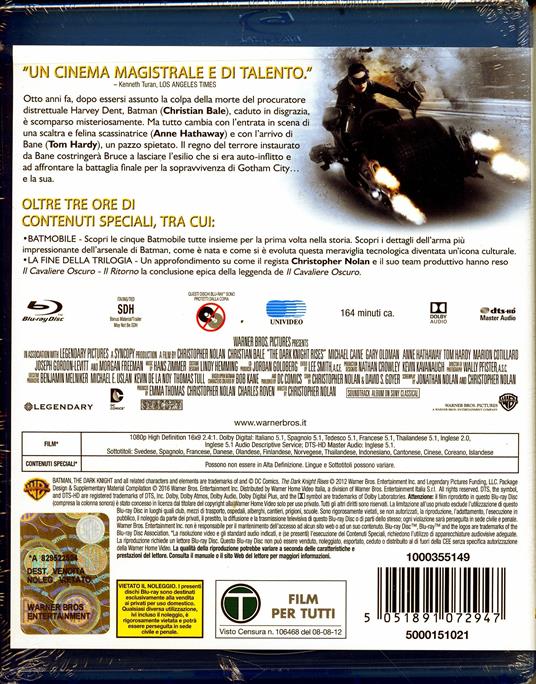 Il Cavaliere Oscuro. Il ritorno (2 Blu-ray) di Christopher Nolan - Blu-ray - 2