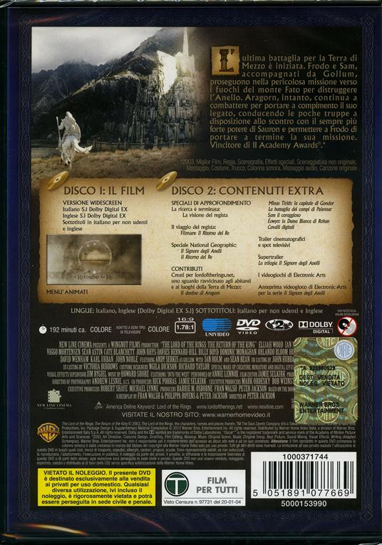 Il Signore degli anelli. Il ritorno del re (2 DVD) di Peter Jackson - DVD - 2